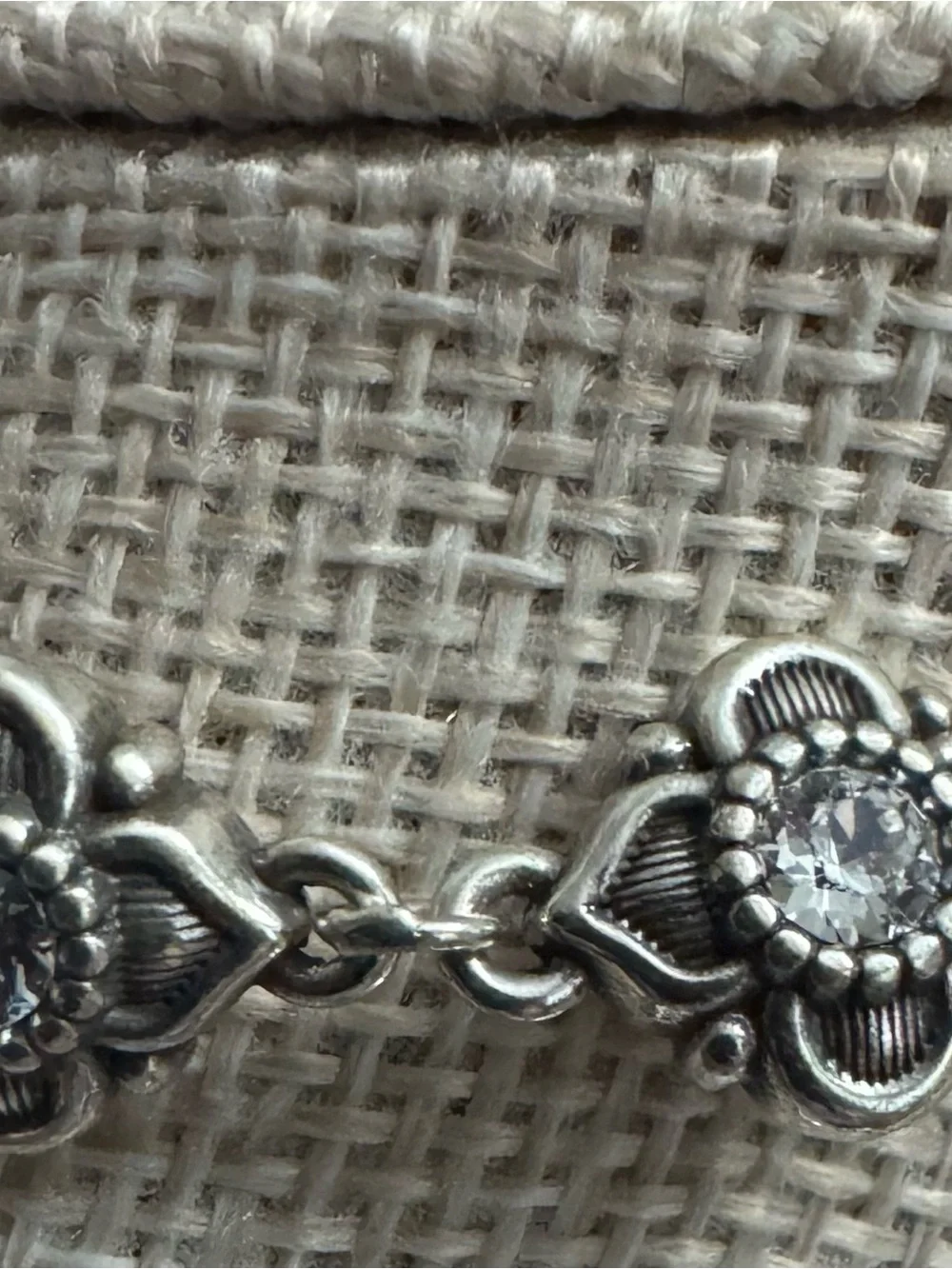 Brighton Silver-tone Sizzling Floral w/CZ Stations 50”Long Necklace